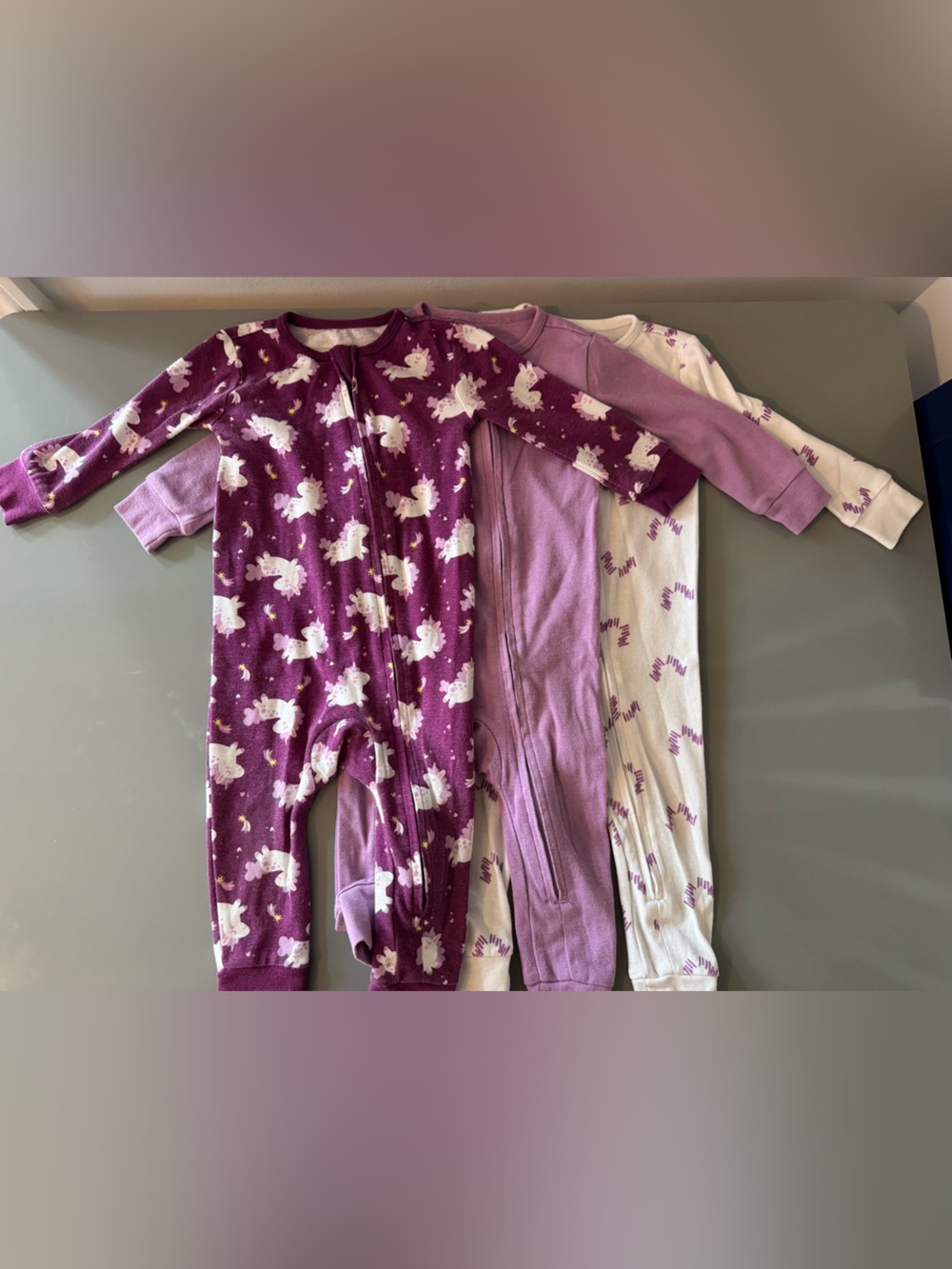 3-Piece Purple Baby Footless Sleepers Set